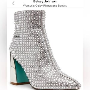 NEW BETSEY JOHNSON Colby Bedazzled Booties in silver SIZE 8